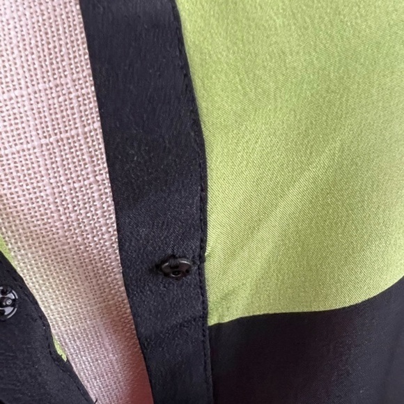 Twelfth Street By Cynthia Vincent Bright Color Block Silk Shirt Dress With A Tie - Picture 5 of 12